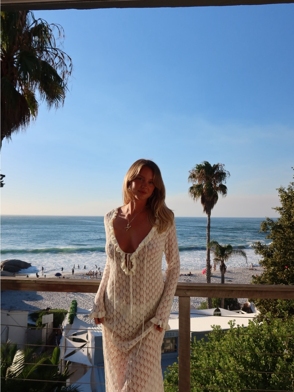 Zara Cream Crochet Maxi Dress - Picture 2 of 2